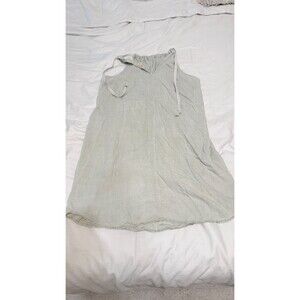 Cloth & Stone Tencel Halter Mini Dress Size L Sage Green Tie Neck A-Line